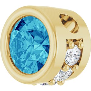 14K Yellow Gold Natural Blue Zircon & .07 CTW Natural Diamond Pendant