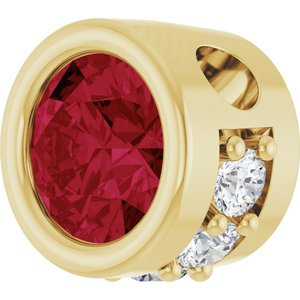 14K Yellow Gold Lab-Grown Ruby & .07 CTW Natural Diamond Pendant