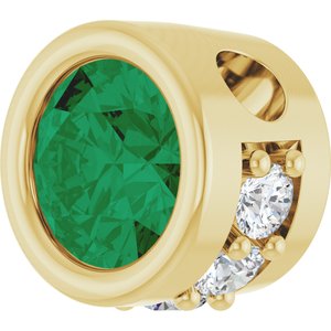 14K Yellow Gold Lab-Grown Emerald & .07 CTW Natural Diamond Pendant