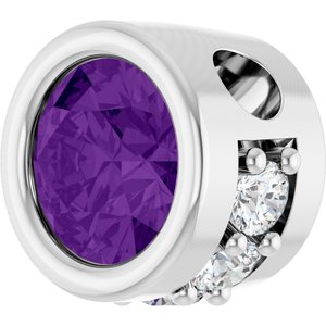 14K White Gold Natural Amethyst & .07 CTW Natural Diamond Pendant