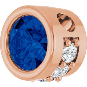 14K Rose Gold Lab-Grown Blue Sapphire & .07 CTW Natural Diamond Pendant