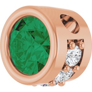 14K Rose Gold Lab-Grown Emerald & .07 CTW Natural Diamond Pendant