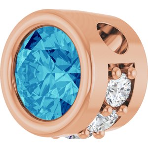 14K Rose Gold Natural Blue Zircon & .07 CTW Natural Diamond Pendant