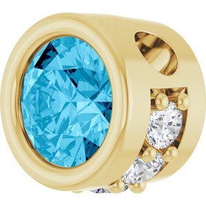 14K Yellow Gold Natural Aquamarine & .07 CTW Natural Diamond Pendant