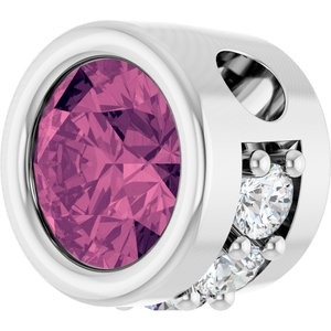 Platinum Natural Pink Tourmaline & .07 CTW Natural Diamond Pendant