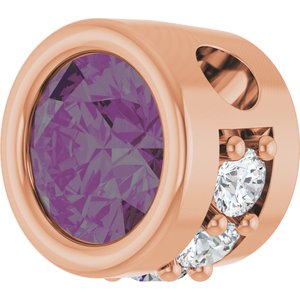 14K Rose Gold Lab-Grown Alexandrite & .07 CTW Natural Diamond Pendant