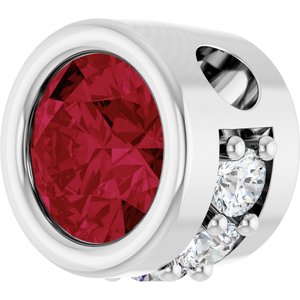 Sterling Silver Natural Ruby & .07 CTW Natural Diamond Pendant