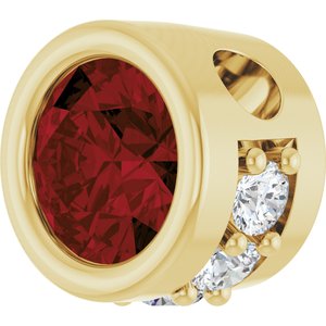 14K Yellow Gold Natural Mozambique Garnet & .07 CTW Natural Diamond Pendant