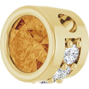 14K Yellow Gold Natural Citrine & .07 CTW Natural Diamond Pendant
