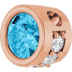 14K Rose Gold Natural Aquamarine & .07 CTW Natural Diamond Pendant