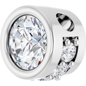 14K White Gold Natural White Sapphire & .07 CTW Natural Diamond Pendant