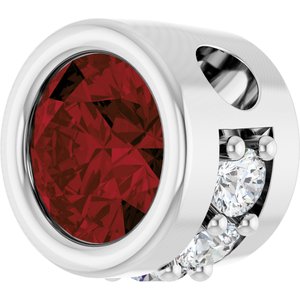 14K White Gold Natural Mozambique Garnet & .07 CTW Natural Diamond Pendant