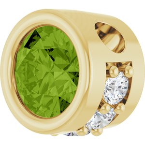 14K Yellow Gold Natural Peridot & .07 CTW Natural Diamond Pendant