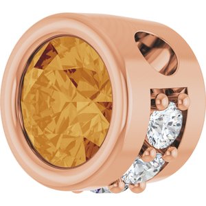 14K Rose Gold Natural Citrine & .07 CTW Natural Diamond Pendant