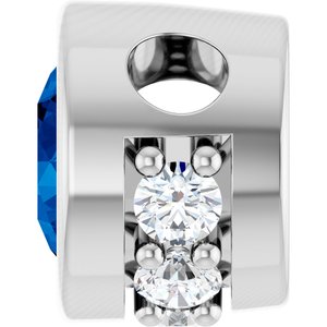 14K White Gold Natural Blue Sapphire & .07 CTW Natural Diamond Pendant