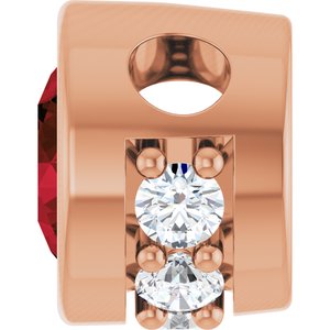 14K Rose Gold Natural Mozambique Garnet & .07 CTW Natural Diamond Pendant
