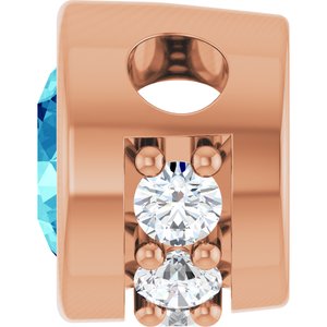 14K Rose Gold Natural Blue Zircon & .07 CTW Natural Diamond Pendant