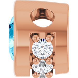 14K Rose Gold Natural Aquamarine & .07 CTW Natural Diamond Pendant