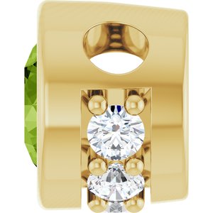 14K Yellow Gold Natural Peridot & .07 CTW Natural Diamond Pendant