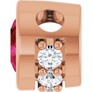 14K Rose Gold Natural Ruby & .07 CTW Natural Diamond Pendant