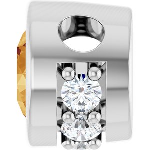 14K White Gold Natural Citrine & .07 CTW Natural Diamond Pendant