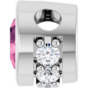 Platinum Natural Pink Tourmaline & .07 CTW Natural Diamond Pendant
