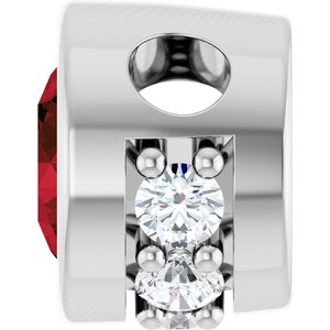 14K White Gold Natural Mozambique Garnet & .07 CTW Natural Diamond Pendant
