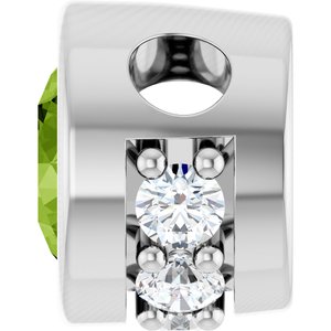 14K White Gold Natural Peridot & .07 CTW Natural Diamond Pendant
