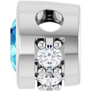 Sterling Silver Natural Blue Zircon & .07 CTW Natural Diamond Pendant