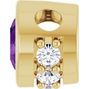 14K Yellow Gold Natural Amethyst & .07 CTW Natural Diamond Pendant