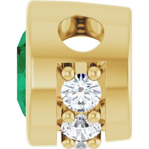 14K Yellow Gold Lab-Grown Emerald & .07 CTW Natural Diamond Pendant