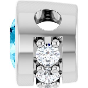 14K White Gold Natural Aquamarine & .07 CTW Natural Diamond Pendant