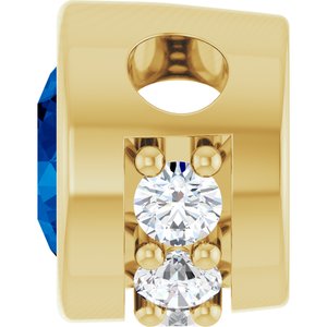 14K Yellow Gold Natural Blue Sapphire & .07 CTW Natural Diamond Pendant