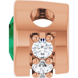 14K Rose Gold Lab-Grown Emerald & .07 CTW Natural Diamond Pendant