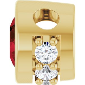 14K Yellow Gold Natural Mozambique Garnet & .07 CTW Natural Diamond Pendant