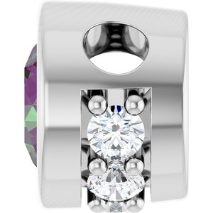 14K White Gold Lab-Grown Alexandrite & .07 CTW Natural Diamond Pendant