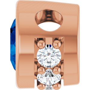 14K Rose Gold Natural Blue Sapphire & .07 CTW Natural Diamond Pendant