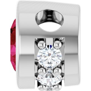 Sterling Silver Natural Ruby & .07 CTW Natural Diamond Pendant