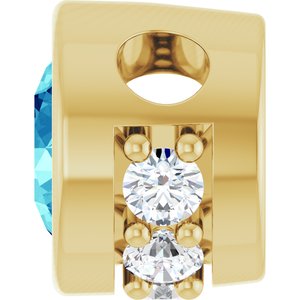 14K Yellow Gold Natural Blue Zircon & .07 CTW Natural Diamond Pendant