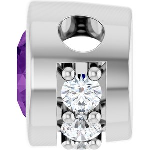 14K White Gold Natural Amethyst & .07 CTW Natural Diamond Pendant