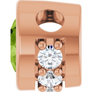 14K Rose Gold Natural Peridot & .07 CTW Natural Diamond Pendant