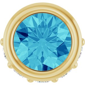 14K Yellow Gold Natural Blue Zircon & .07 CTW Natural Diamond Pendant