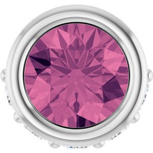 Sterling Silver Natural Pink Tourmaline & .07 CTW Natural Diamond Pendant