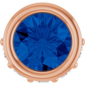 14K Rose Gold Lab-Grown Blue Sapphire & .07 CTW Natural Diamond Pendant