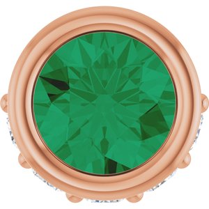 14K Rose Gold Natural Emerald & .07 CTW Natural Diamond Pendant