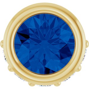 14K Yellow Gold Lab-Grown Blue Sapphire & .07 CTW Natural Diamond Pendant