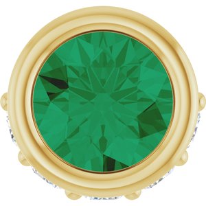 14K Yellow Gold Lab-Grown Emerald & .07 CTW Natural Diamond Pendant