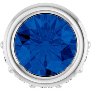14K White Gold Lab-Grown Blue Sapphire & .07 CTW Natural Diamond Pendant
