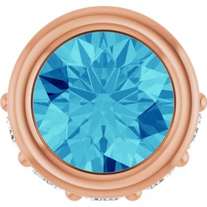 14K Rose Gold Natural Blue Zircon & .07 CTW Natural Diamond Pendant