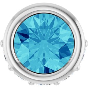 14K White Gold Natural Blue Zircon & .07 CTW Natural Diamond Pendant